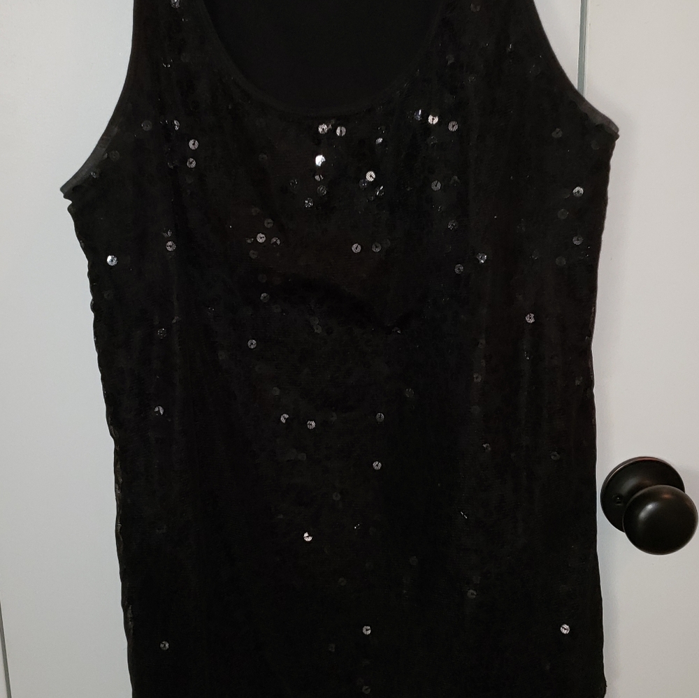 Lane Bryant 14 sequin sparkle black tank camisole - Picture 11 of 16